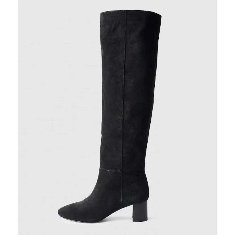 NWOB Madewell The Sylvia Over The Knee Black Suede Boot Size 6